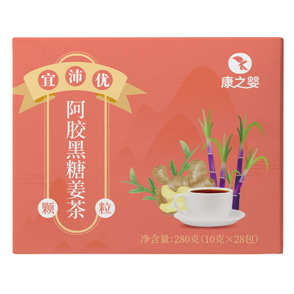 康之嬰宜沛優(yōu)阿膠黑糖姜茶顆粒正面