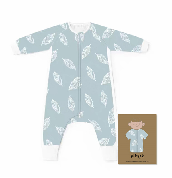 yikyak四層紗布長袖分腿睡袋(側(cè)拼款) 灰羽.jpg