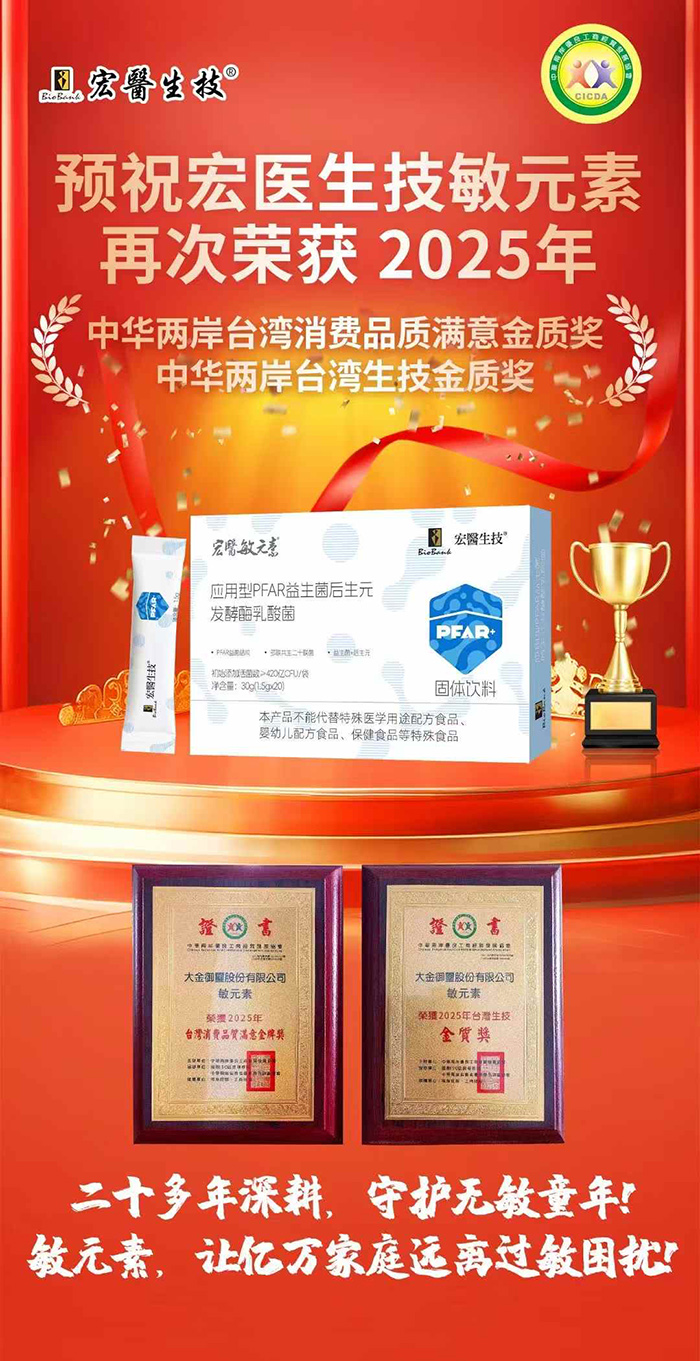 宏醫(yī)敏元素應(yīng)用型PFAR益生菌后生元發(fā)酵酶乳酸菌固體飲料榮譽展示.jpg 宏醫(yī)敏元素應(yīng)用型PFAR益生菌后生元發(fā)酵酶乳酸菌固體飲料榮譽展示.jpg