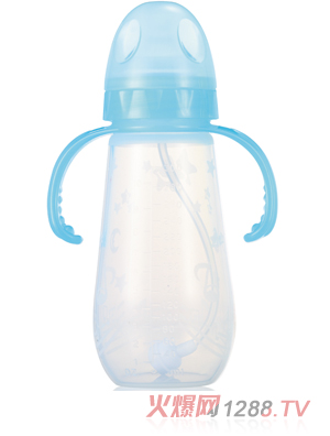 媽媽易240毫升全自動(dòng)雙柄寬口硅膠奶瓶（pp包裝）綠色