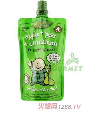 葉子嬰兒果泥（蘋果、梨和肉桂）