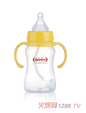愛哺生240ml好順暢寬口PP奶瓶（握把吸管）