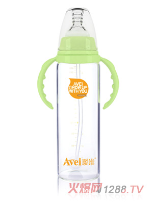 噯唯標準口徑帶柄自動高硼硅玻璃奶瓶(250ml)