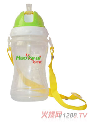 好可愛帶刻度弧形兒童吊帶水壺