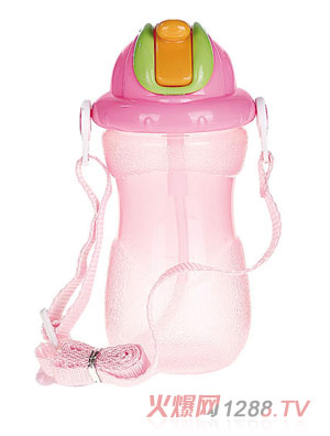 貝樂(lè)嘉粉色帶蓋嬰兒環(huán)保水壺
