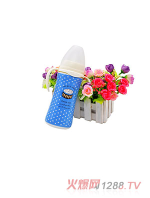 貝斯比幻彩瓷弧形寬口自動奶瓶藍(lán)色