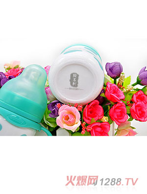 貝斯比幻彩瓷異形寬口自動奶瓶綠色