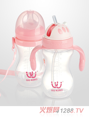 UU·KINGPP奶瓶300ml+PP水壺300ml紅色套裝