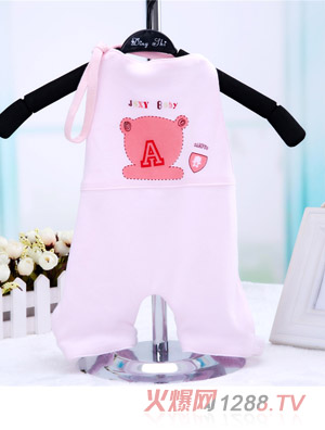 金色小魚(yú)素色雙面布豆豆熊連腳肚兜