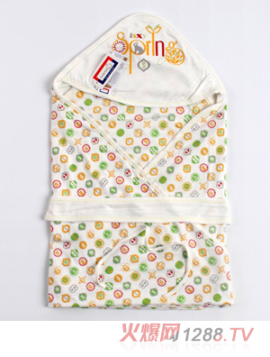 金色小魚米白純棉單面抱