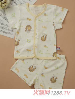 金色小魚精棉單面動(dòng)物樂園短袖桃開套