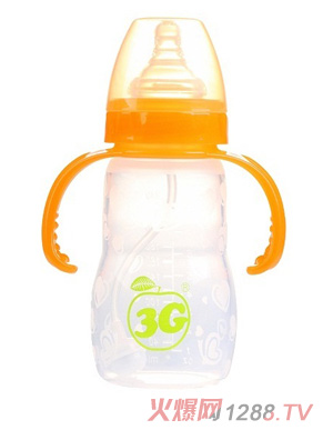 小蘋(píng)果母感硅膠奶瓶240ML橙色