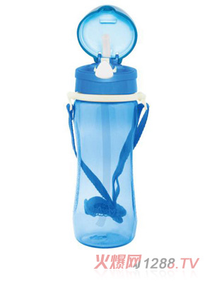 陽光兔吸管水壺560ML藍色