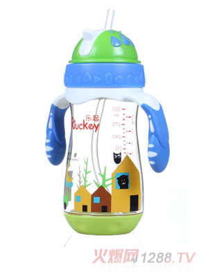 樂起PPSU歪嘴帶吸管水壺300ml藍(lán)色