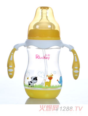 樂(lè)起240ml寬口徑PP奶瓶黃