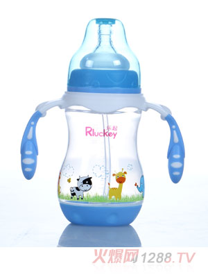 樂(lè)起240ml寬口徑PP奶瓶藍(lán)