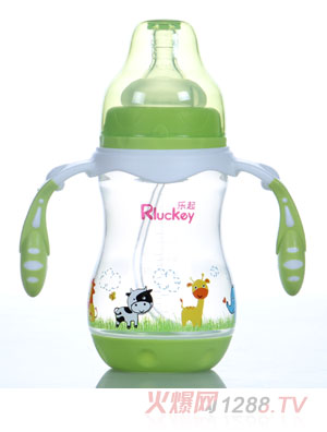 樂(lè)起240ml寬口徑PP奶瓶綠