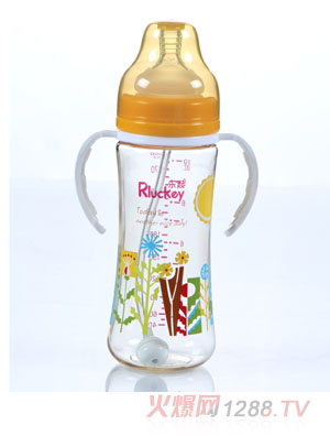 樂(lè)起300ml弧形有耳PPSU奶瓶黃