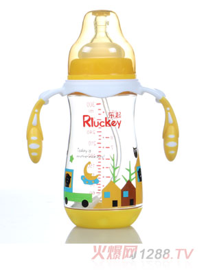 樂(lè)起300ml弧形有耳PPSU奶瓶黃色