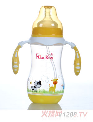 樂(lè)起300ml寬口徑PP奶瓶黃