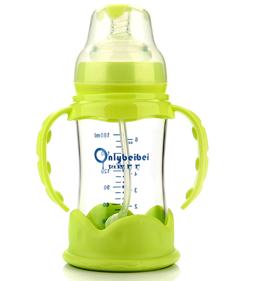 唯昵貝貝標(biāo)口防摔玻璃奶瓶180ml綠色