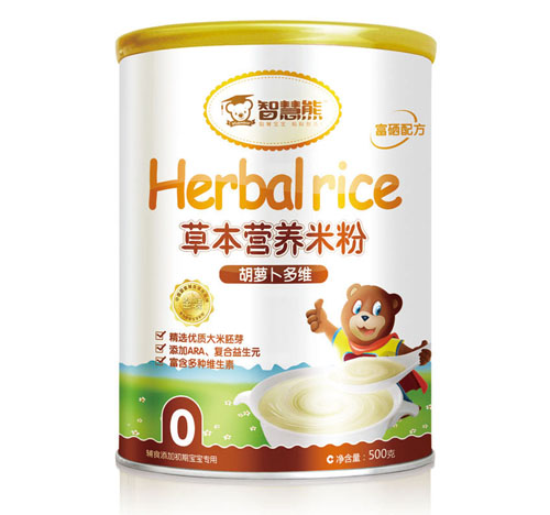 智慧熊胡蘿卜多維草本營養(yǎng)米粉0段聽裝